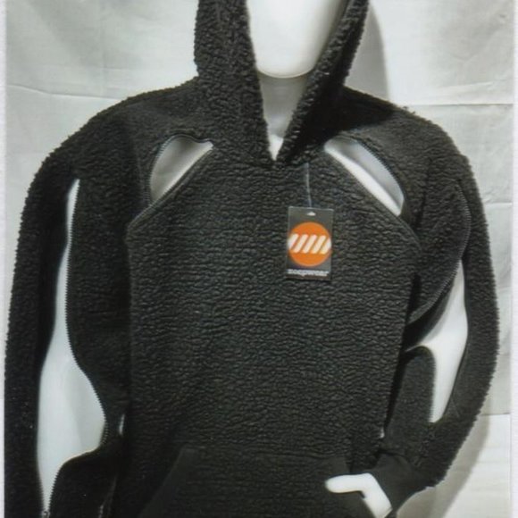 ZEEPWEAR LG BLACK HOODIE WITH 4 STRAGICALLY PLACED ZIPPERS - Picture 1 of 4